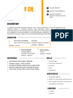 Black White Orange Clean Minimalist Accountant Resume