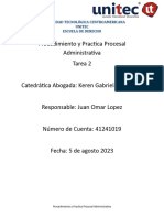 Procedimiento y Practica Procesal Administrativa Tarea 2 Guia