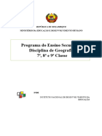 Programa Do Ensino Secundário Disciplina de Geografia 7, 8 e 9 Classe