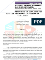 Emotional Maturity of Adolescents and The Need For Counseling in Colleges