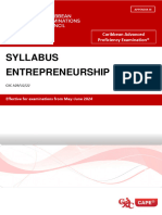 SUBSEC CAPE Entrepreneurship Syllabus - Post-SUBSEC V2