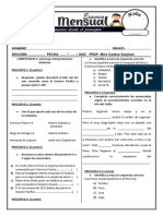 Examen Mensual de Personal Social de 4to Grado