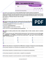 Evaluation 5Ã Me Les Natures de Mots