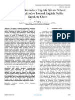 Cambodian Secondary English Private School Students' Attitudes Toward English Public Speaking Class