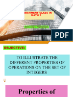 Properties of Operations On The Set of Integers