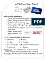 Elements of Writing A News Report