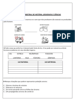 Avaliação Bimestral Hist Geo e Ciencias