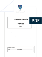 Examen de Admisión Primero Básico - Profesora Marcela Oyarce