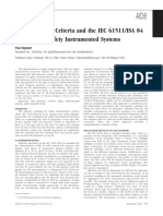 Risk Tolerance Criteria and The IEC 61511/ISA 84 Standard On Safety Instrumented Systems