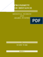 Joseph Tobi Proximity and Distance Medieval Hebrew and Arabic Poetry Etudes Sur Le Judaisme Medieval 2004