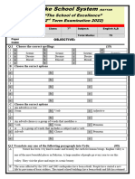 7th Class English Paper 2022