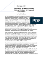 Apple's 1984 The Introduction of The Macintosh in The Cultural History of Personal Computers