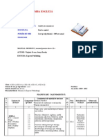 Limba Engleză: Aria Curriculară Disciplina Număr de Ore Profesor