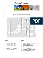 Months of The Year Crossword