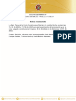 Nota de Prensa Sobre Nulidad de La Sentencia T-430 y T-158 VF