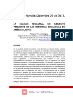 0 - La Calidad Educativa, Un Elemento Pendiente en Las Reformas A La Educación en