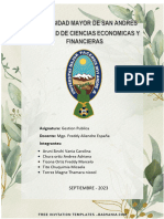 Septiembre - 2023: Asignatura: Gestion Publica Docente: Mgp. Freddy Aliendre España Integrantes