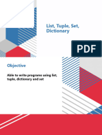 List, Tuple, Set, Dictionary