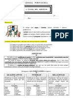 A CLASSE DOS ADJETIVOS - Ficha de Trabalho - 5º Ano