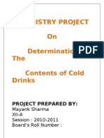 Chemistry Project On Determination of The Contents of Cold Drinks