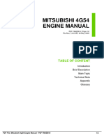 Mitsubishi 4G54 Engine Manual: Table of Content