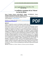 Physico-Chimie Et Pollution Organique Du Lac Nokoué Au Sud Du Bénin