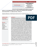 Formulation and Design of Taste Masked Quetiapine Fumarate Orally Fast Disintegrating Tablets by Sublimation Method