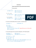 Review Exam Quadratic Simultaneous Linear Non Linear Equations