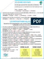 Fiche Prepositions Villes Pays