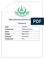 Allama Iqbal Open University Islamabad Assignment