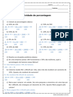 Atividade de Matematica Porcentagem 4 Ou 5 Ano Resposta