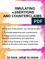 Formulating Assertions and Counterclaims