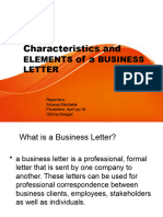 TW Characteristics and Elements of A Business Letter