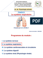 Chapitre II-Le Système Respiratoire - L2-Sciences Alimentaires - 2022-2023