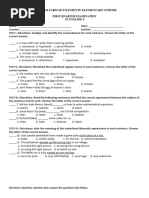 First Quarter English 6 2023