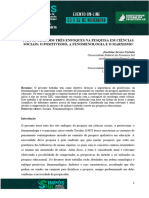 Uma Síntese Dos Três Enfoques Na Pesquisa em Ciências. Positivismo, Marxismo e Fenomenologia