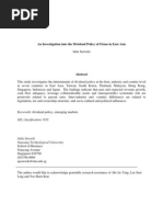 An Investigation Into The Dividend Policy of Firms in East Asia