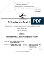 Mémoire Dimensionnement Et Calcul D'un Bâtiment (R+5) À Usage D'habitation Contreventement Mixte (Portique + Voile)