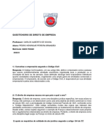 Questionario de Direito de Empresa