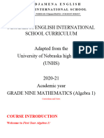 Grade 9 Math Curriculum and Notes