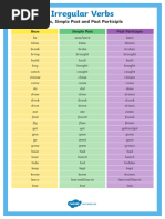 Irregular Verbs Base Simple Past and Past Participle Poster