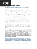 Calentamiento Global Causas y Concecuencias