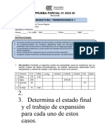 Prueba Parcial 01, Termodinámica 2022-20