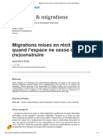 Migrations Mises en Récit Ou Quand L'espace Ne Cesse de Se (Re) Construire