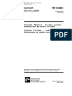 NM 15 - 2004 - Cimento Portland - Analise Quimica - Determinacao de Residuo Insoluvel