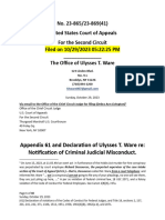 10.29.23 Re Cover LTR To Appx. 61 Re Circuit Judges Robert D. Sack and Amalya L. Kearse's Crimes