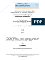 DR Bodo Ramangason, Continuité, Discontinuité, Bi-Langue Dans "Ambatomanga, Le Silence Et La Douleur"