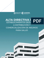 Alta Directiva Sanitaria para Establecimientos Dedicados A Distribucion y Comercializacion de Insumos para Salud