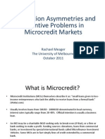 Information Asymmetries and Incentive Problems in Microcredit Markets