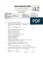 Grade Xi-Sci Physics Worksheet For (Half Yearly)